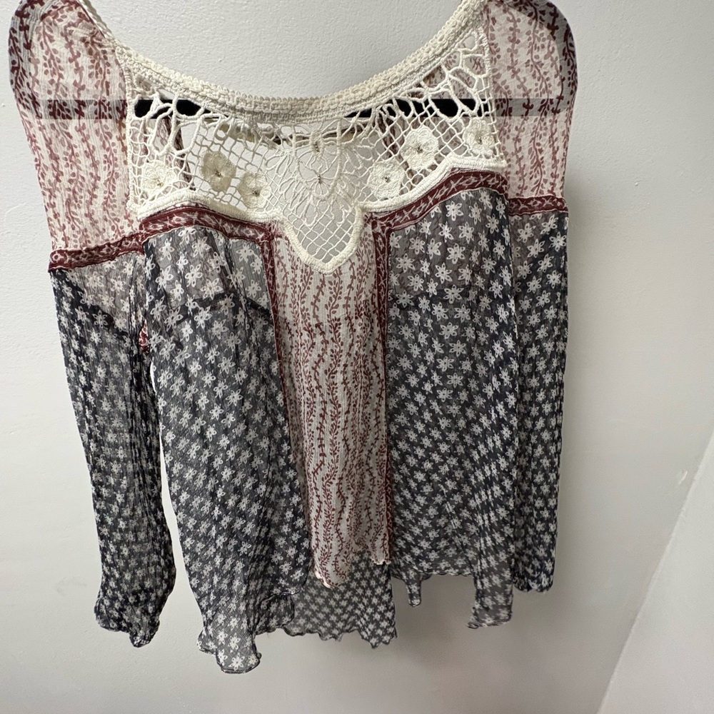 Free People Multicolor Lace Blouse